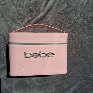 Bebe Baby Pink Box Purse Silver Rhinestone Shoulder Bag Makeup Case Leather GUC